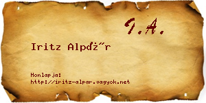 Iritz Alpár névjegykártya